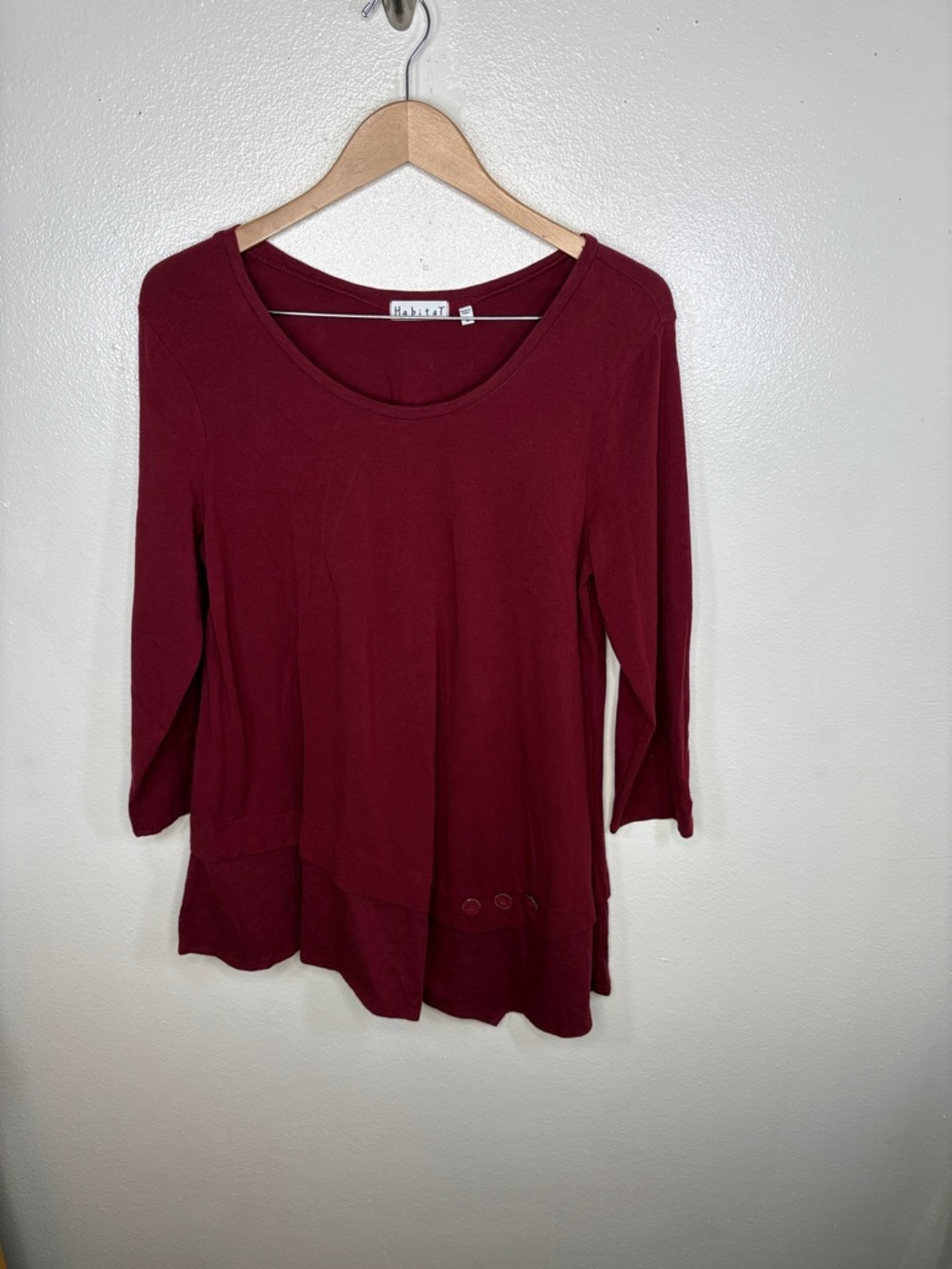 Habitat Red Asymmetrical Long Sleeve Tunic Women Size M